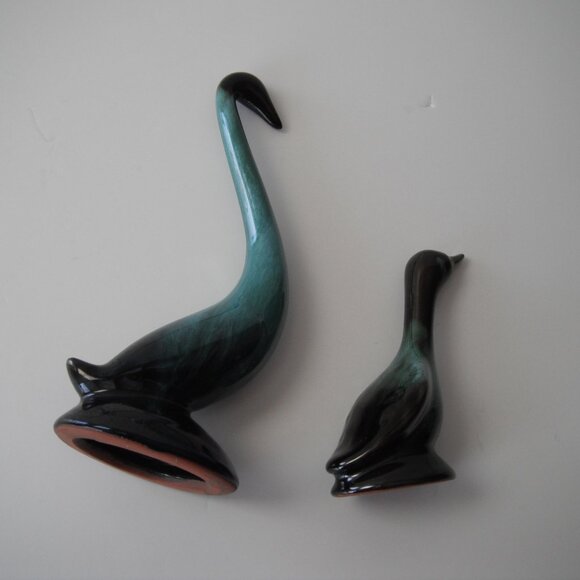 Lot of 2 Vintage Blue Mountain Pottery Bird  Green/Black Drip Glaze Canada - Picture 6 of 8